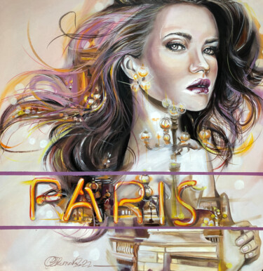Pintura titulada "«Give me Paris»" por Olga Chernova, Obra de arte original, Oleo Montado en Otro panel rígido