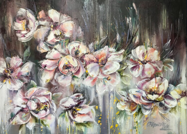Painting titled "Orchids. Delight" by Olga Chernova, Original Artwork, Oil Mounted on Wood Stretcher frame