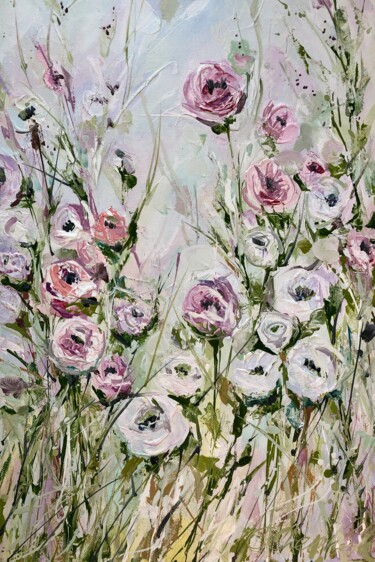 Картина под названием "«Wild roses»" - Olga Chernova, Подлинное произведение искусства, Масло Установлен на Деревянная рама…