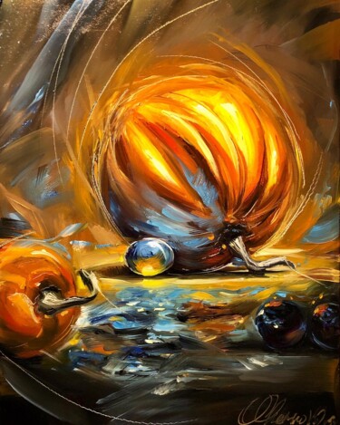 Картина под названием "«Pumpkins and plums»" - Olga Chernova, Подлинное произведение искусства, Масло Установлен на Деревянн…