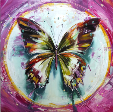 Malerei mit dem Titel "Butterfly-2" von Olga Chernova, Original-Kunstwerk, Öl Auf Keilrahmen aus Holz montiert