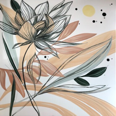Картина под названием "Растительная абстра…" - Olga Chernova, Подлинное произведение искусства, Масло Установлен на Деревянн…