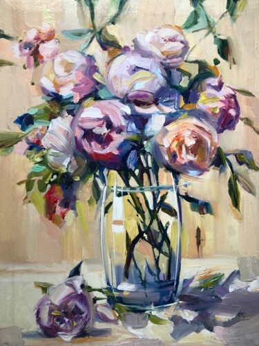 Peinture intitulée "Цветы в вазе" par Olga Chernova, Œuvre d'art originale, Huile Monté sur Châssis en bois