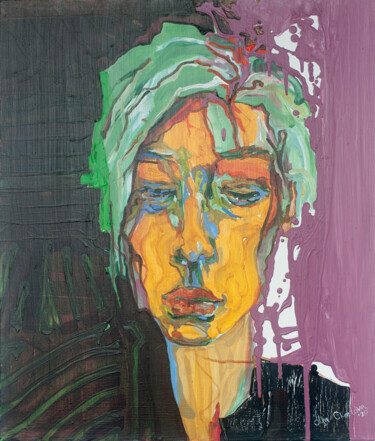 Malerei mit dem Titel "portrait woman beau…" von Olga Chertova, Original-Kunstwerk, Acryl Auf Keilrahmen aus Holz montiert