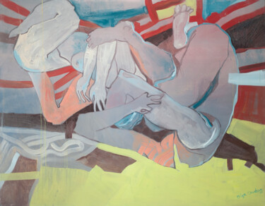 绘画 标题为“couple dancing expr…” 由Olga Chertova, 原创艺术品, 油 安装在木质担架架上
