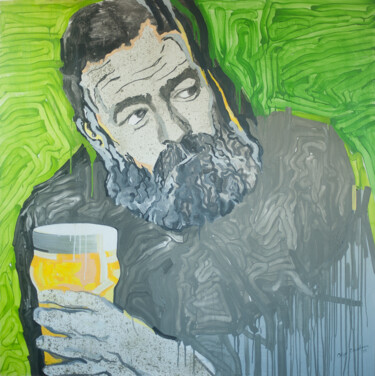 Druckgrafik mit dem Titel "Ernest Hemingway po…" von Olga Chertova, Original-Kunstwerk, Digitaldruck