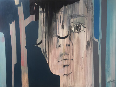 Pintura titulada "Pixel woman contemp…" por Olga Chertova, Obra de arte original, Oleo Montado en Bastidor de camilla de mad…