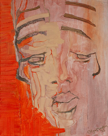 Painting titled "Pale face" by Olga Chertova, Original Artwork, Oil Mounted on Wood Stretcher frame