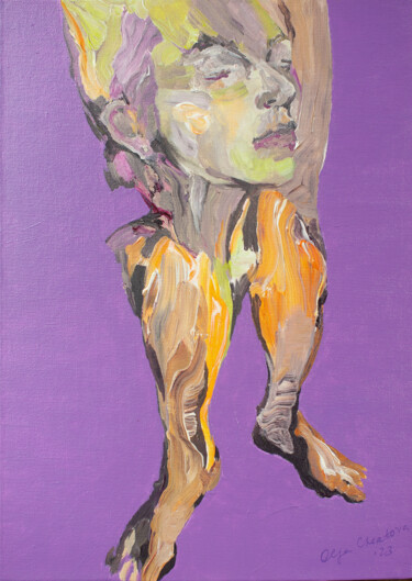 Painting titled "legs" by Olga Chertova, Original Artwork, Acrylic Mounted on Cardboard