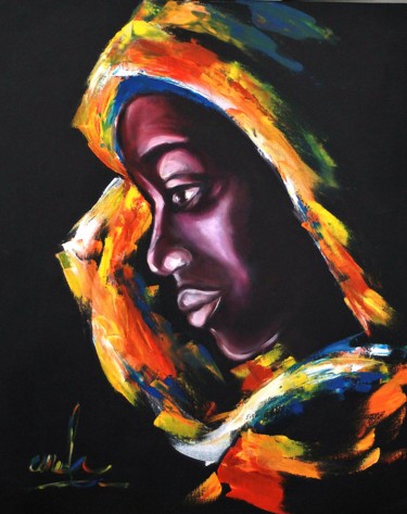Peinture intitulée "femme africaine" par Olga Chilova - Stephan, Œuvre d'art originale, Huile