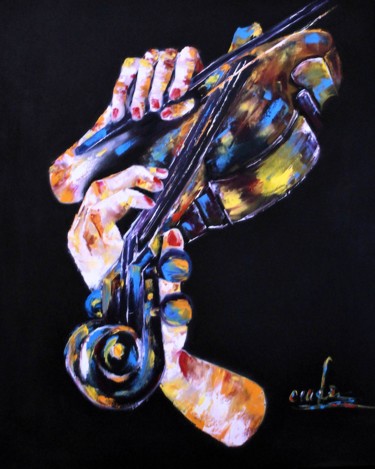 Peinture intitulée "violon" par Olga Chilova - Stephan, Œuvre d'art originale, Huile