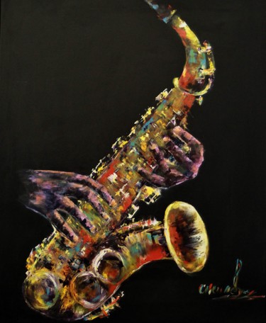 Peinture intitulée "Saxo" par Olga Chilova - Stephan, Œuvre d'art originale, Huile