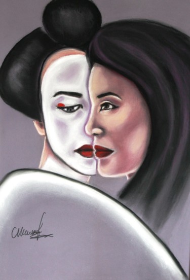 Peinture intitulée "geisha" par Olga Chilova - Stephan, Œuvre d'art originale, Pastel