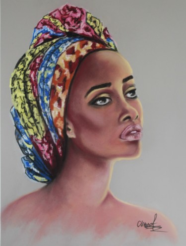Malerei mit dem Titel "beaute-africaine" von Olga Chilova - Stephan, Original-Kunstwerk, Pastell