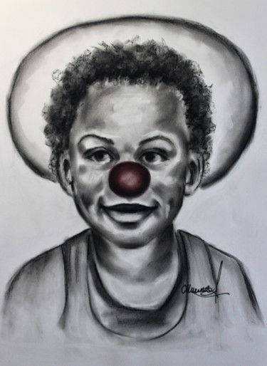 Dessin intitulée "Ilouan en clown" par Olga Chilova - Stephan, Œuvre d'art originale, Fusain