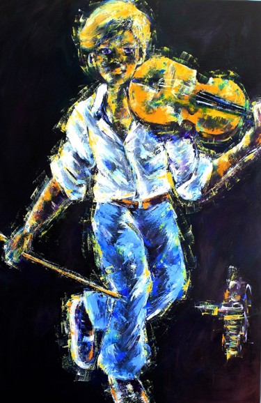 Painting titled "Le violoneux" by Olga Chilova - Stephan, Original Artwork, Oil
