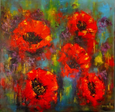 Painting titled "Songe de Coquelicots" by Olga Chilova - Stephan, Original Artwork, Oil