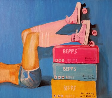 Pintura titulada "On roller skates" por Olga Cuzakova, Obra de arte original, Acrílico