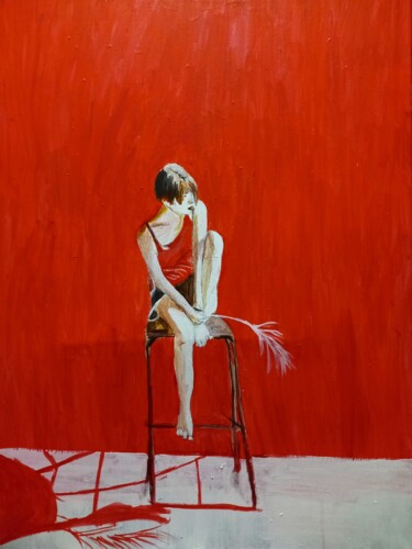 Картина под названием "В красном" - Olga Cuzakova, Подлинное произведение искусства, Акрил