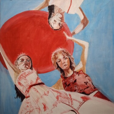Картина под названием "Девушки на пляже" - Olga Cuzakova, Подлинное произведение искусства, Акрил