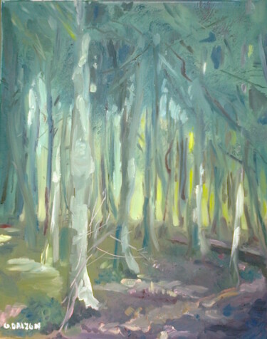 Pintura titulada "Le sentier printeni…" por Olga Dalzon, Obra de arte original, Oleo Montado en Bastidor de camilla de madera