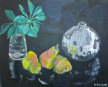 Peinture intitulée "Les poires" par Olga Dalzon, Œuvre d'art originale, Acrylique Monté sur Carton