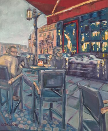 Painting titled "A Berlin" by Olga Dalzon, Original Artwork, Oil Mounted on Wood Stretcher frame