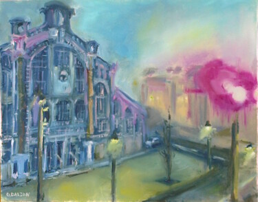 Картина под названием "Le brouillard à Bel…" - Olga Dalzon, Подлинное произведение искусства, Масло Установлен на Деревянная…