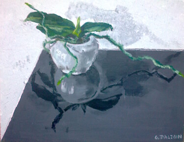 Painting titled "Orchidéesse" by Olga Dalzon, Original Artwork, Acrylic Mounted on Cardboard