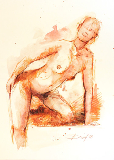 Drawing titled "Akt 854 Frauenakt Z…" by Olga David, Original Artwork, Chalk