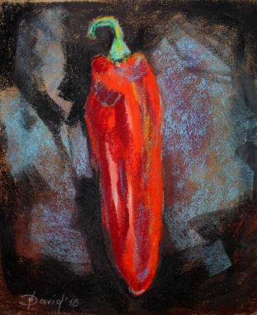 Schilderij getiteld "Spitzpaprika" door Olga David, Origineel Kunstwerk, Olie