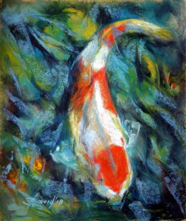 Malerei mit dem Titel "Koi Kohaku" von Olga David, Original-Kunstwerk, Öl