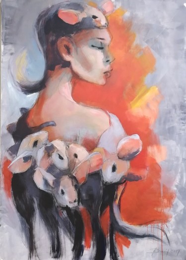 Картина под названием "Priceless cloak" - Olga David, Подлинное произведение искусства, Акрил Установлен на Деревянная рама…