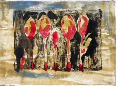 Prenten & gravures getiteld "Tulpen" door Olga David, Origineel Kunstwerk, Monotype