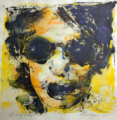Monotypie 910 - yellow face Gravures & estampes intitulée "Monotypie 910 - yel…" par Olga David, Œuvre d'art originale, Monotype