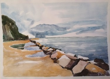 Desenho intitulada "Baltic sea landscap…" por Olga David, Obras de arte originais, Aquarela