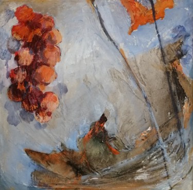 Painting titled "Weinlese - Herbst 2" by Olga David, Original Artwork, Acrylic Mounted on Wood Stretcher frame