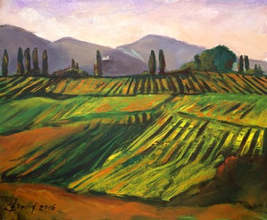 Painting titled "Landscape in the Pa…" by Olga David, Original Artwork, Acrylic