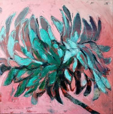 Peinture intitulée "Green power on rosa" par Olga David, Œuvre d'art originale, Huile Monté sur Châssis en bois