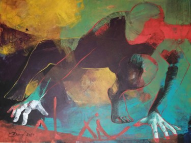 Malarstwo zatytułowany „Tension” autorstwa Olga David, Oryginalna praca, Akryl Zamontowany na Drewniana rama noszy