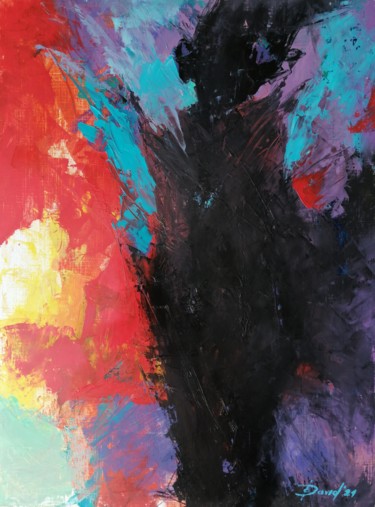 Peinture intitulée "Black tulip" par Olga David, Œuvre d'art originale, Huile