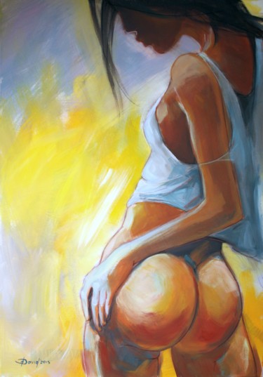 Painting titled "Pfeifmelodie" by Olga David, Original Artwork, Acrylic Mounted on Wood Stretcher frame