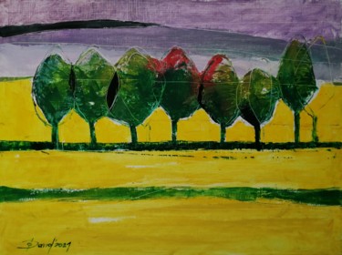 Yellow fields Malerei mit dem Titel "Yellow fields" von Olga David, Original-Kunstwerk, Öl