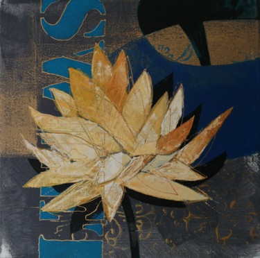 Schilderij getiteld "Water lily sweet, o…" door Olga David, Origineel Kunstwerk, Acryl Gemonteerd op Frame voor houten branc…