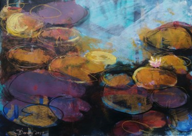Malerei mit dem Titel "Purple Lake" von Olga David, Original-Kunstwerk, Acryl