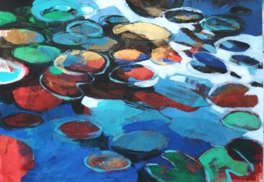 Painting titled "Summer pond" by Olga David, Original Artwork, Acrylic