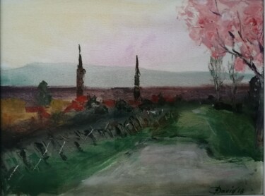 Painting titled "Vineyards in the Pa…" by Olga David, Original Artwork, Oil