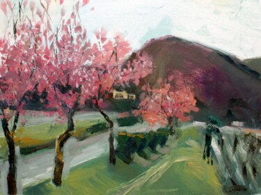 Malarstwo zatytułowany „Palatinate in spring” autorstwa Olga David, Oryginalna praca, Olej Zamontowany na Karton