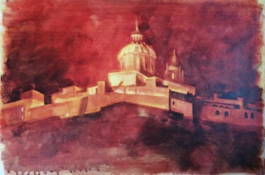 Painting titled "Mdina by Night, Urb…" by Olga David, Original Artwork, Acrylic