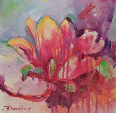 Schilderij getiteld "Magnolia blossom" door Olga David, Origineel Kunstwerk, Acryl Gemonteerd op Karton